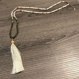 Stella & Dot Beaded Necklace with White Tassel